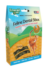 Emerald Pet Feline Dental Stixx closeup highlights the ridged texture for effective cleaning.