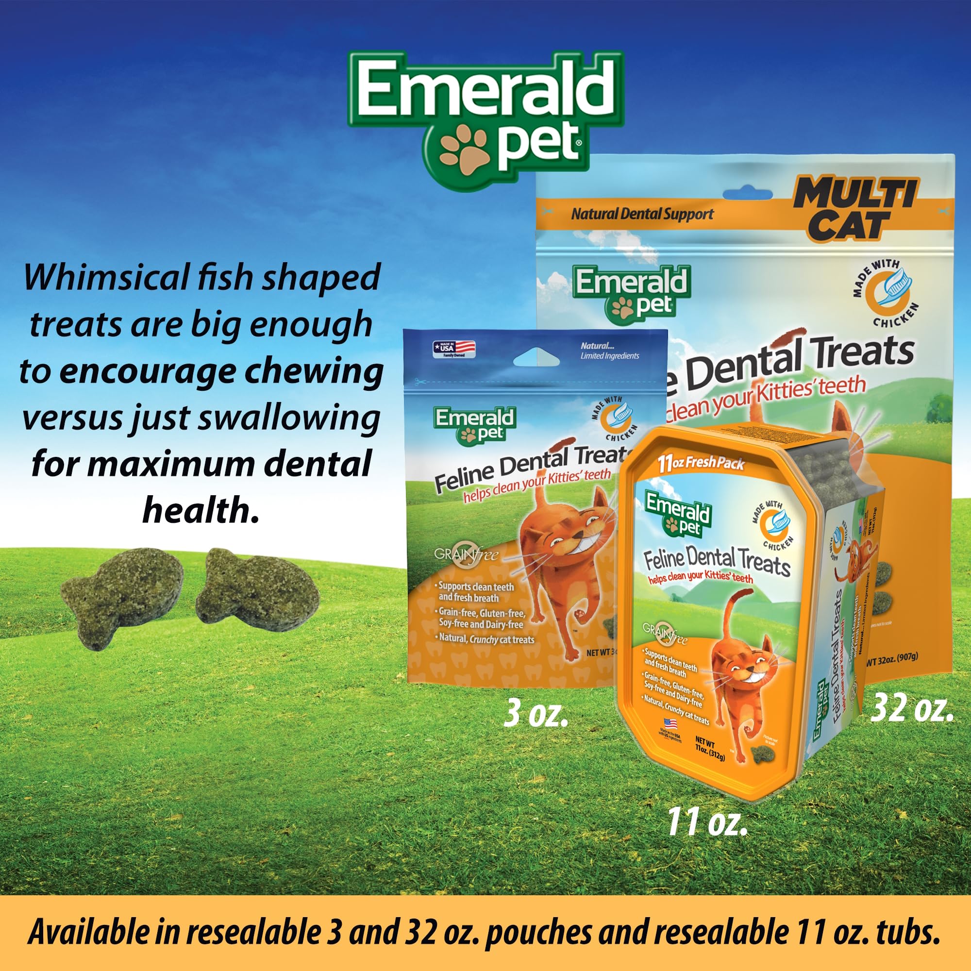 Emerald Pet Feline Dental Treats grain-free-treat-bowl allergen-friendly option