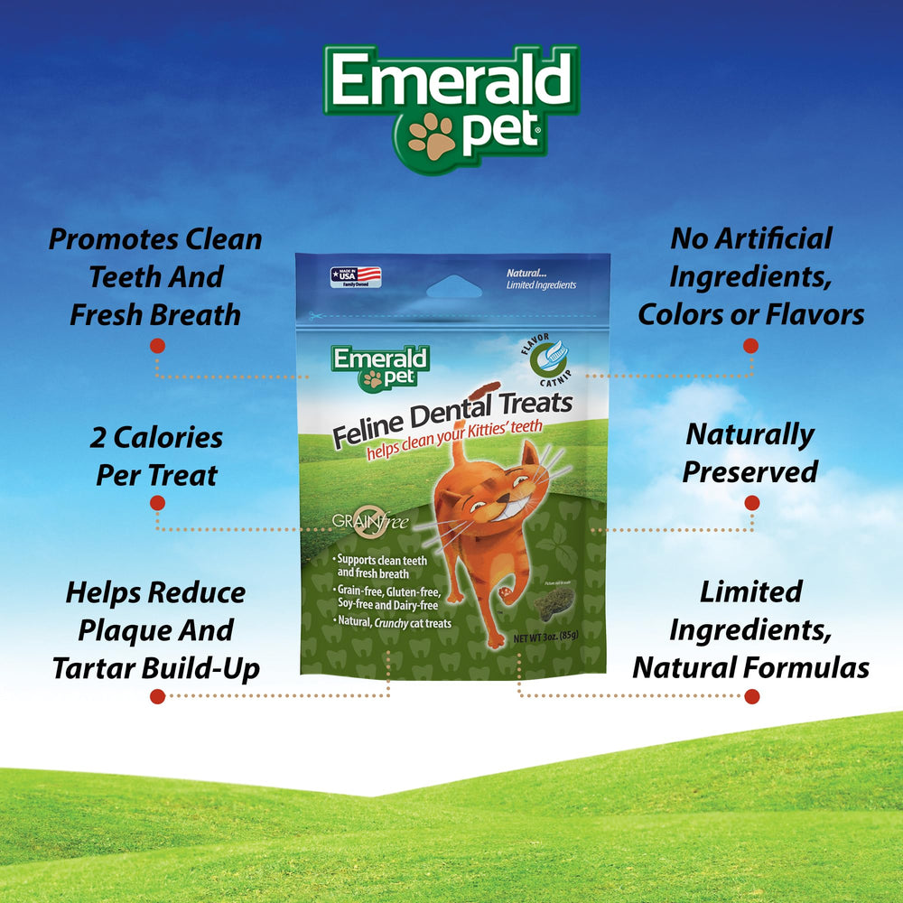 Emerald Pet Feline Dental Treats ocean fish bite promotes healthy gums with crunch