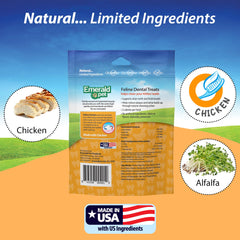 Emerald Pet Feline Dental Treats ocean-fish-treat-piece crunching action for gums