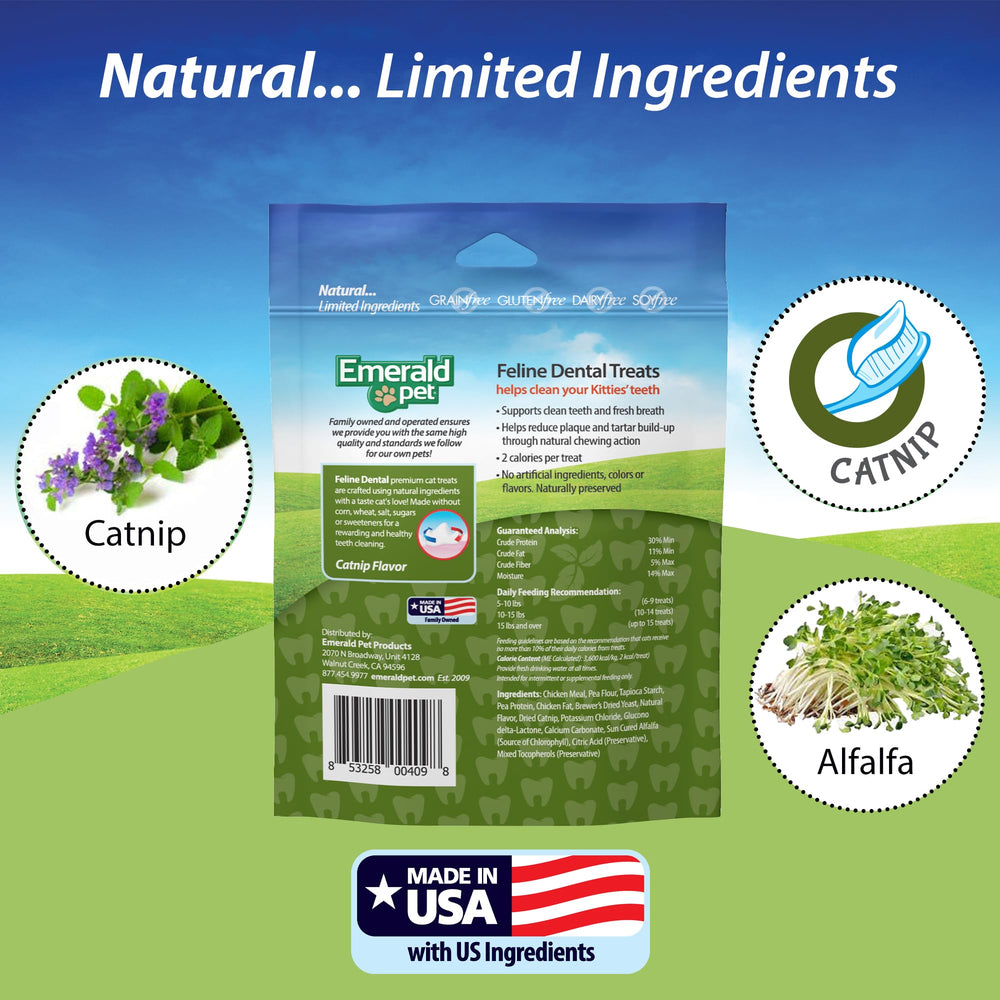 Emerald Pet Feline Dental Treats Turducky bite combines taste and dental action