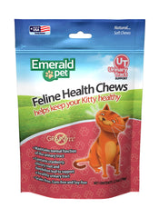 Emerald Pet Feline Health Chews bottle showing urinary health support for cats