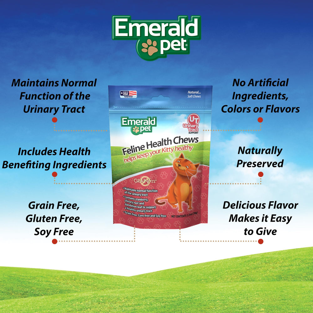 Emerald Pet Feline Health Chews soft texture close-up suggesting palatable urinary care