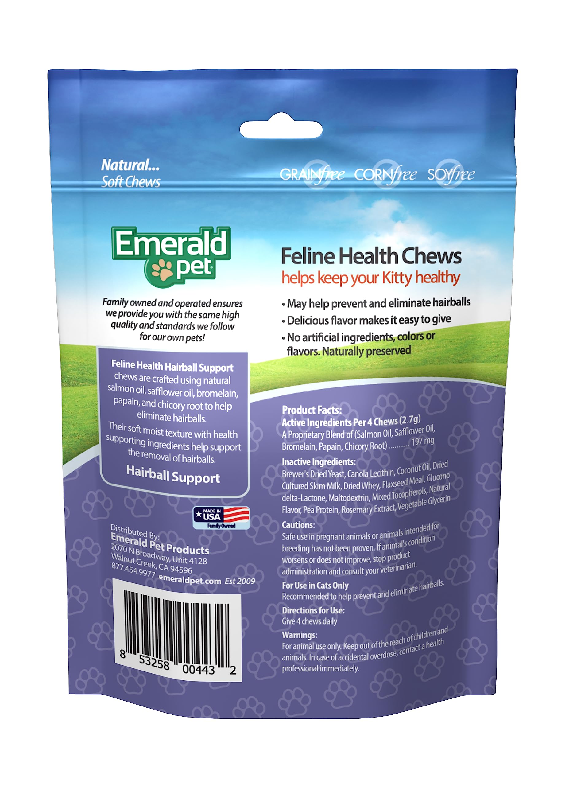 Emerald Pet Feline Health Chews texture close-up reveals soft, tasty chews.