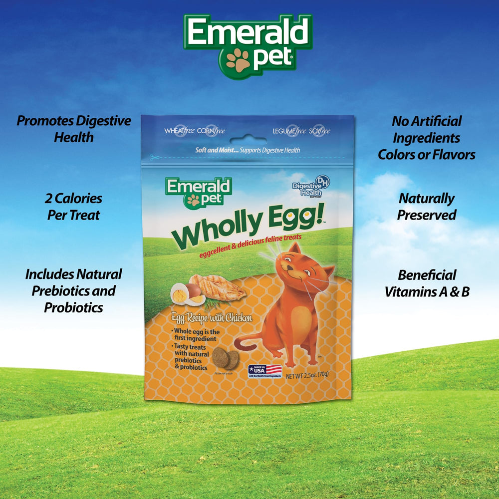 Emerald Pet low-calorie cat treats offer a light indulgence with only 2 calories per piece.