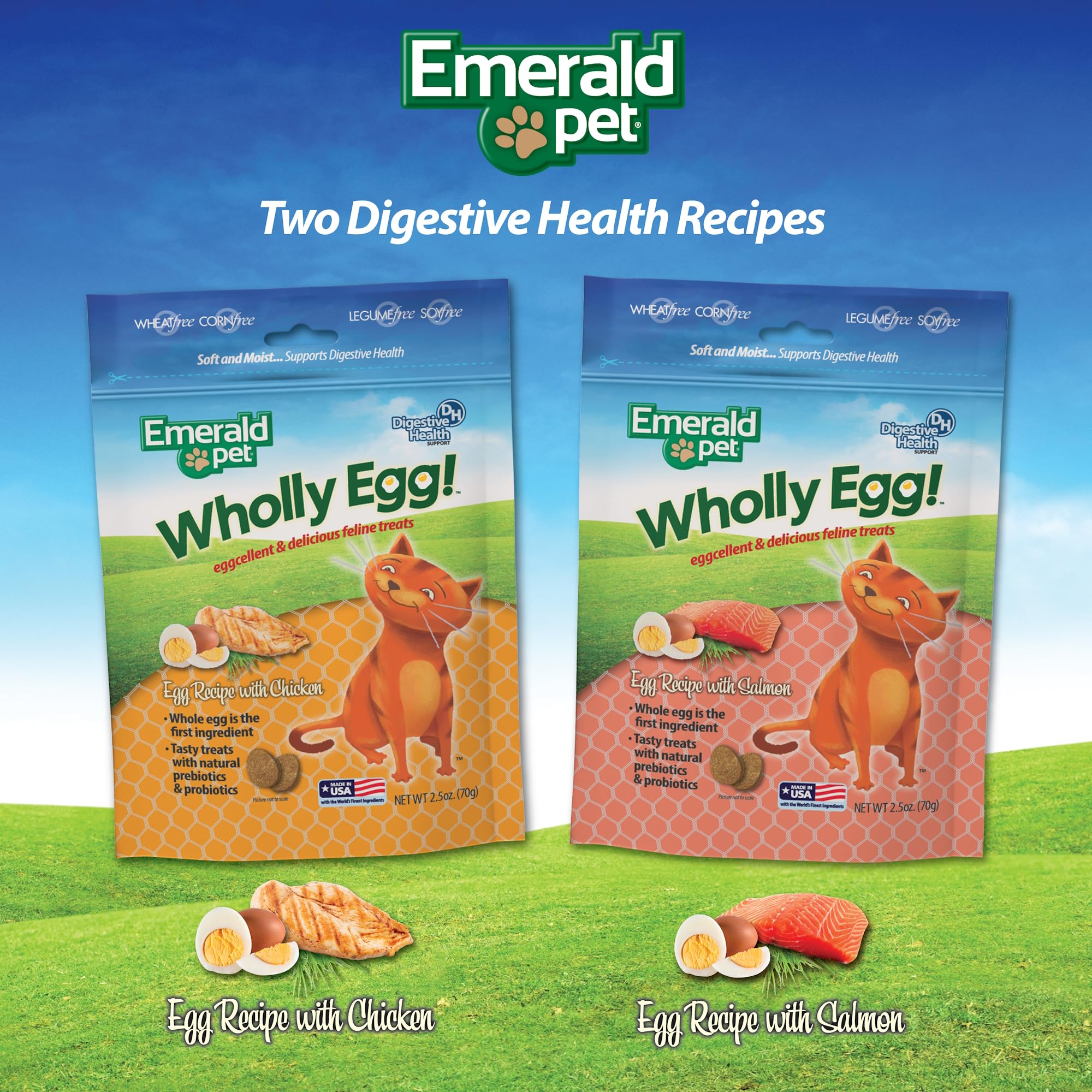 Emerald Pet egg-shaped treats provide vitamins A and E to support a healthy lifestyle.