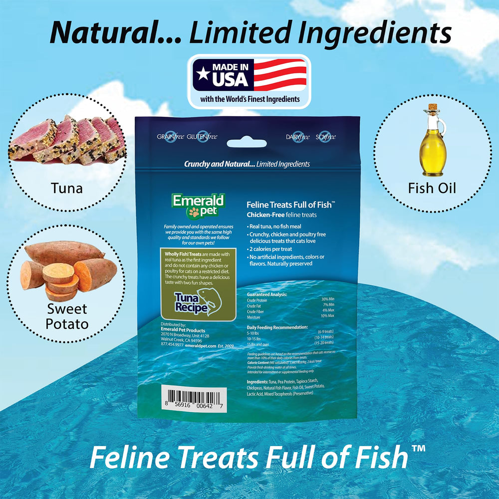Emerald Pet Wholly Fish digestive-health closeup spotlights natural ingredients for digestion support