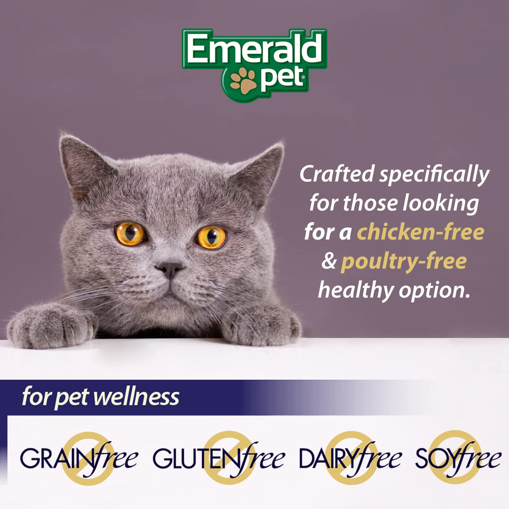 Emerald Pet Wholly Fish made-in-USA badge on bag emphasizes quality and safety