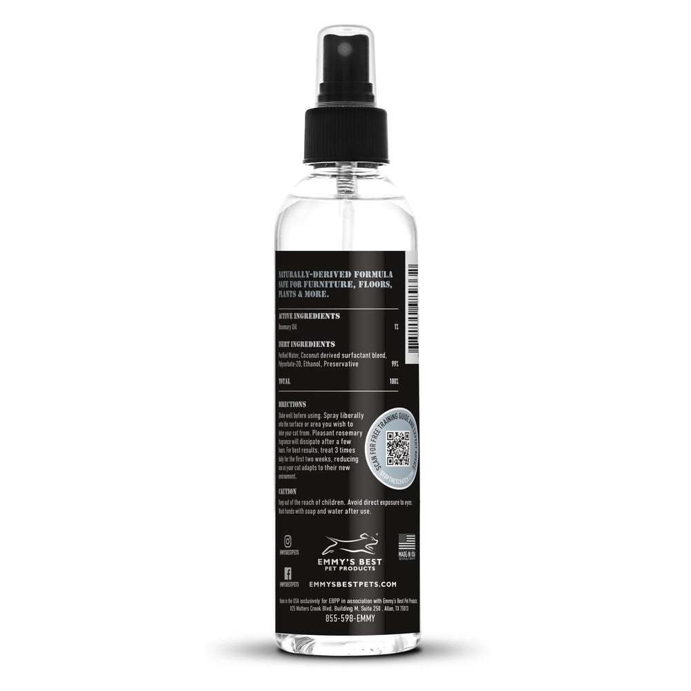 Emmy's Best EBPP anti-scratch spray in action deters cats from furniture.