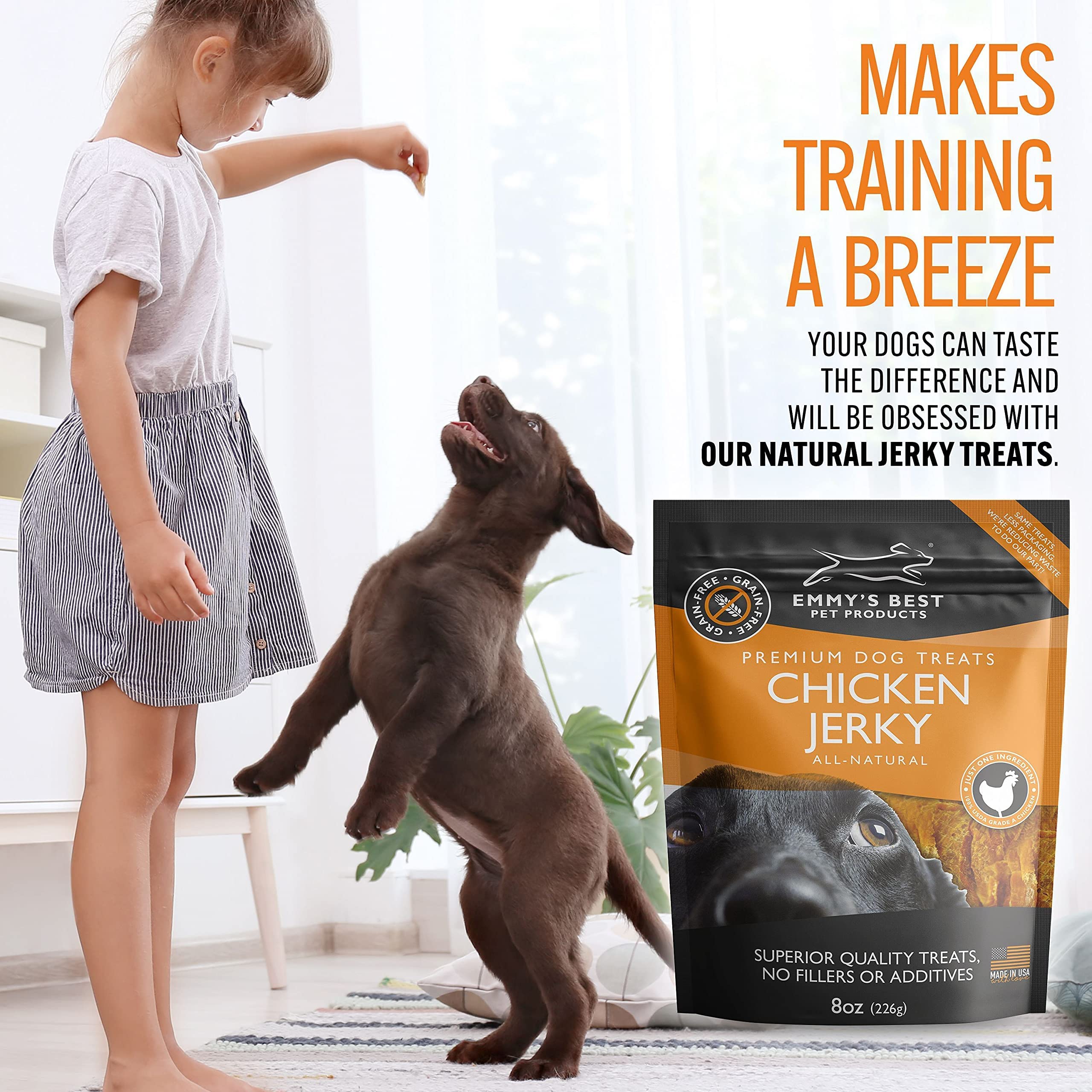 Emmy's Best EBPP jerky suited for medium, large, and small dogs