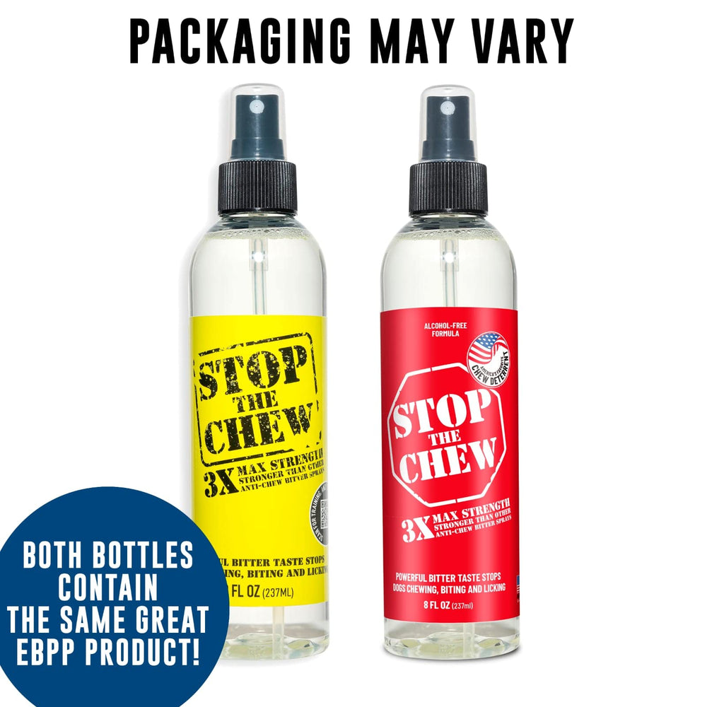 Emmy's Best EBPP Stop The Chew bottle label highlights alcohol-free formula