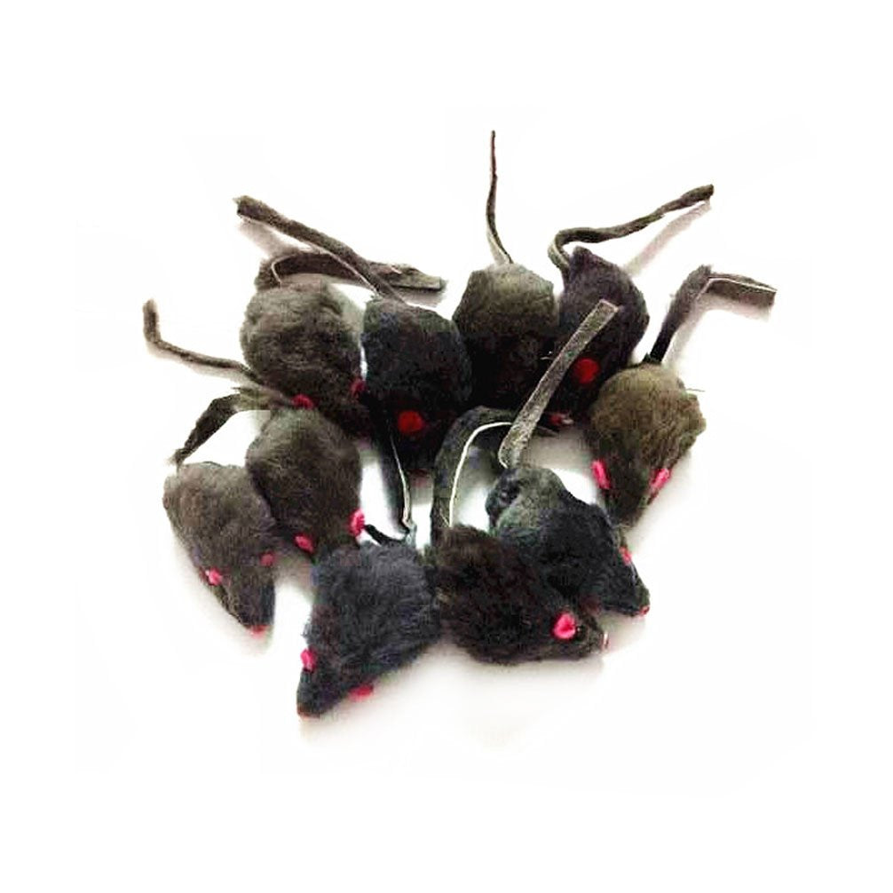 emours rattle furry mice closeup shows realistic fur for interactive play
