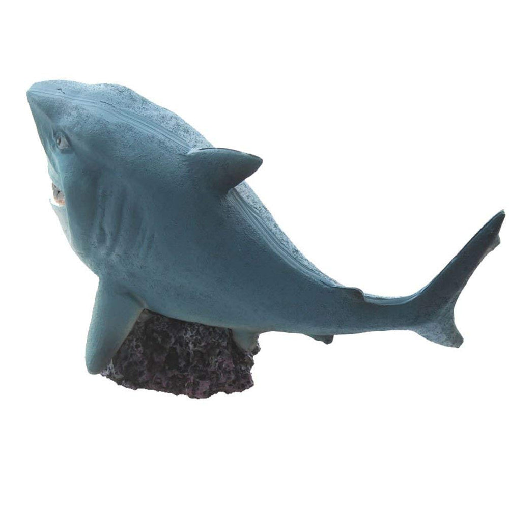 emours resin shark detail shot, shows lifelike fins and textures for visual interest