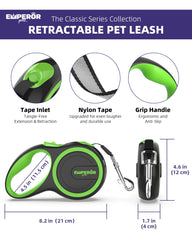 Emperor Pets retractable leash locked in place for controlled transitions.