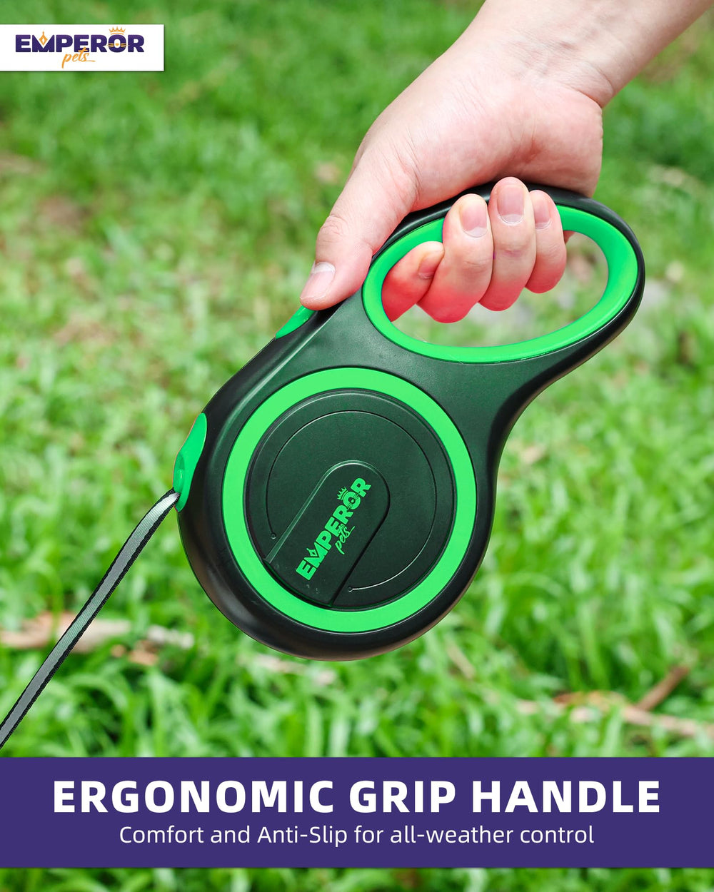 Emperor Pets heavy-duty leash supports large breeds up to 110lbs with confidence.