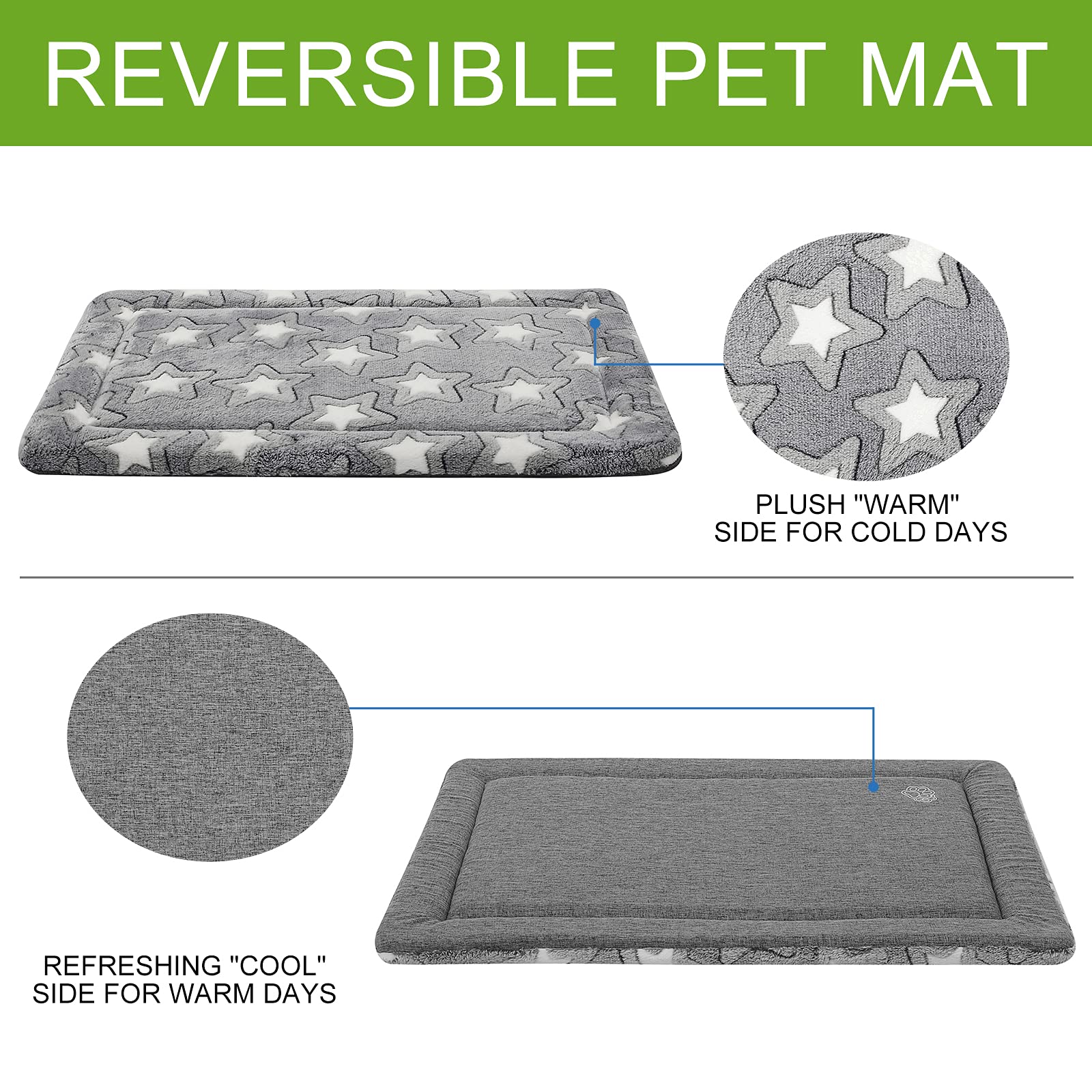 EMPSIGN dog crate pad cool-side canvas shows breathable surface for hot days.