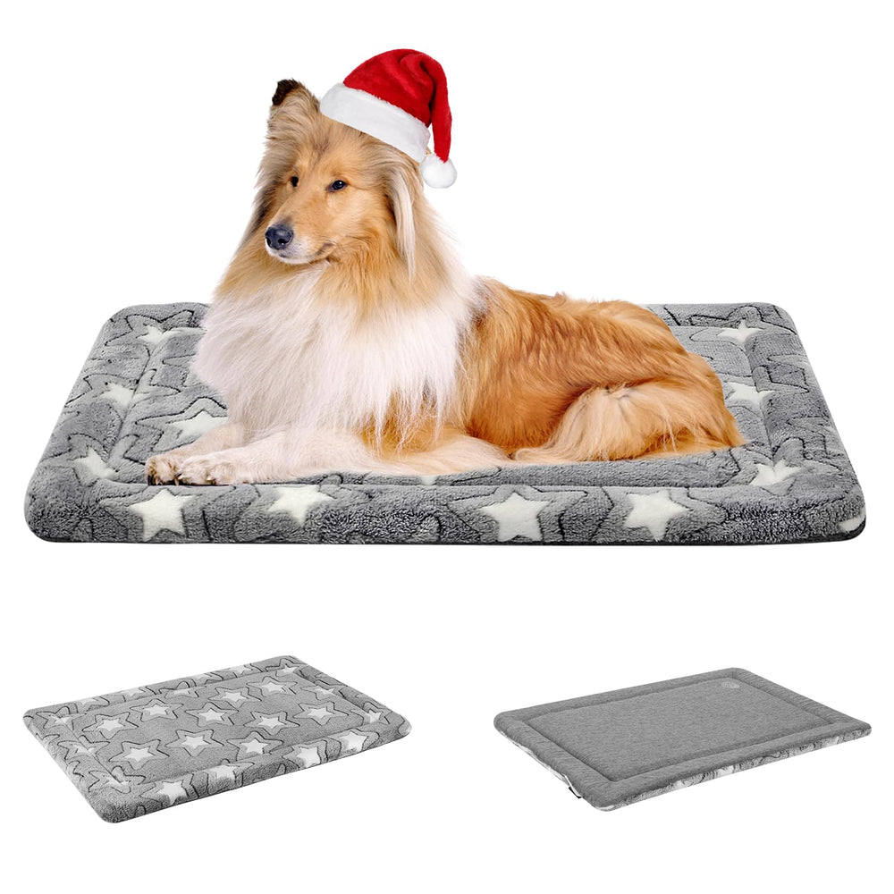 EMPSIGN Fancy Dog Bed Mat star pattern grey provides soft comfort for crate time.