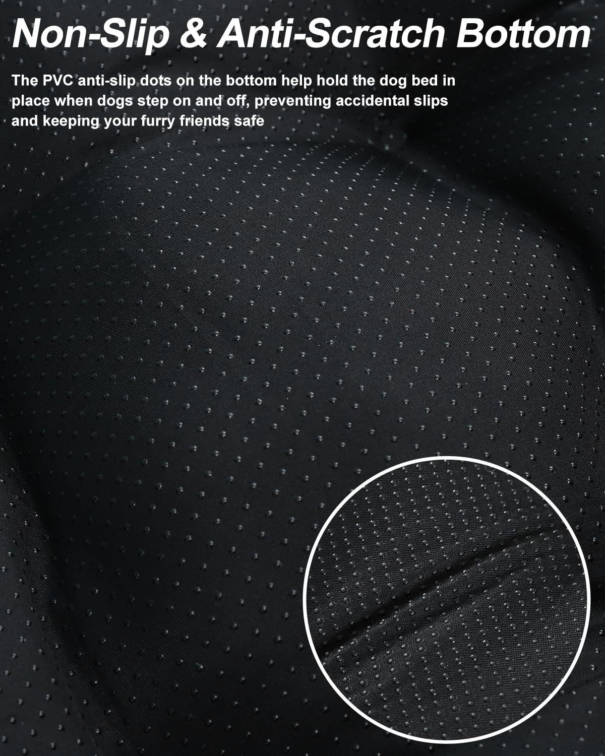 EMSLX dog bed anti-slip-bottom: prevents sliding for safer entry.