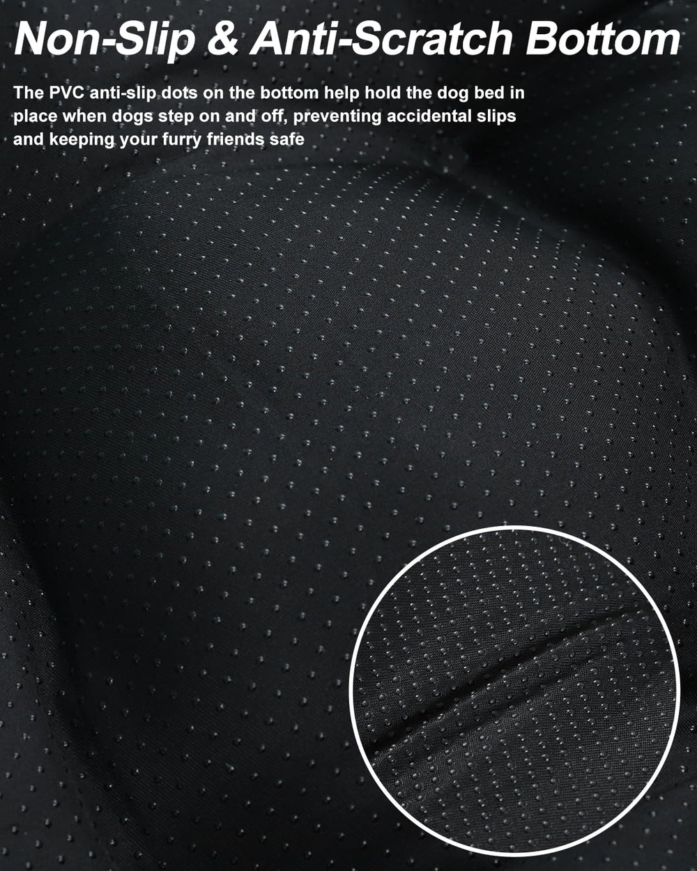 EMSLX dog bed anti-slip-bottom: prevents sliding for safer entry.