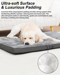 EMSLX dog bed shows 41x27-inch size for crate compatibility and comfort.
