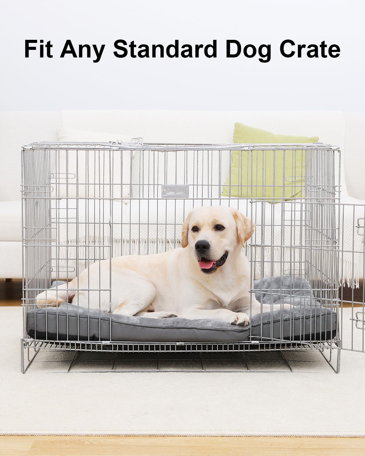 EMSLX dog bed's grey color blends with home decor.