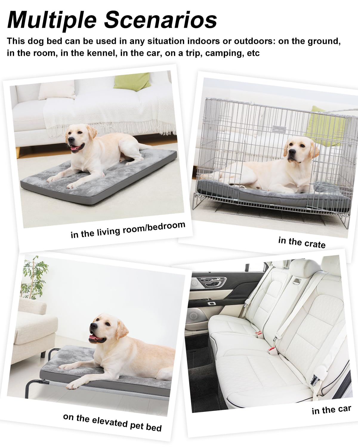EMSLX dog bed shown as travel mat for car rides.