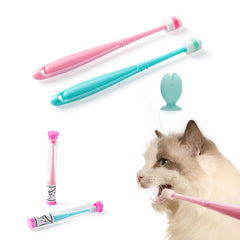 E.M&S.T toothbrush 360° silicone blue-pink for gentle cleaning in cats and small dogs