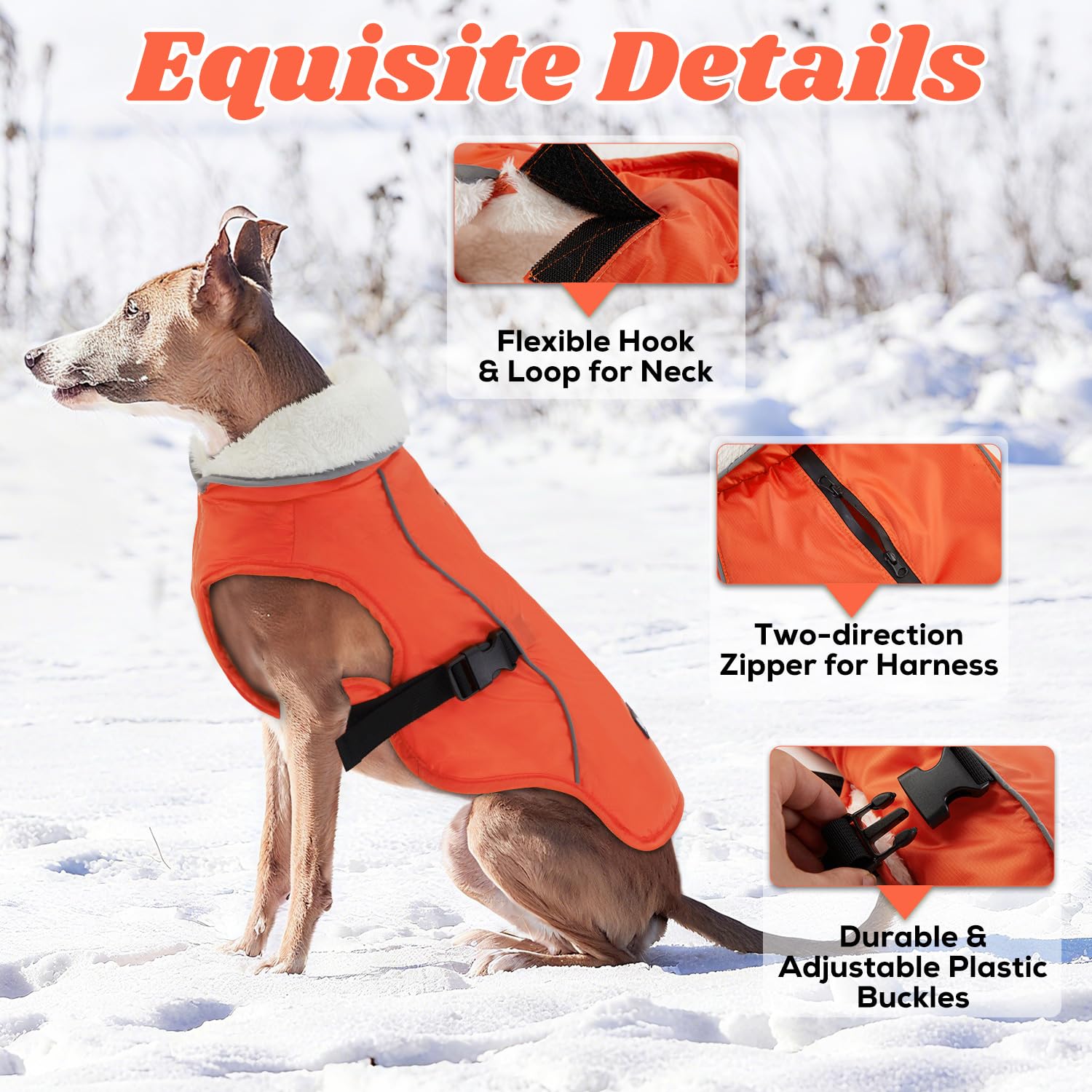 EMUST fleece-lined dog coat offers cozy warmth for chilly outdoor adventures