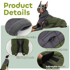 EMUST dog coat green side view demonstrates mobility and secure fit for active dogs.
