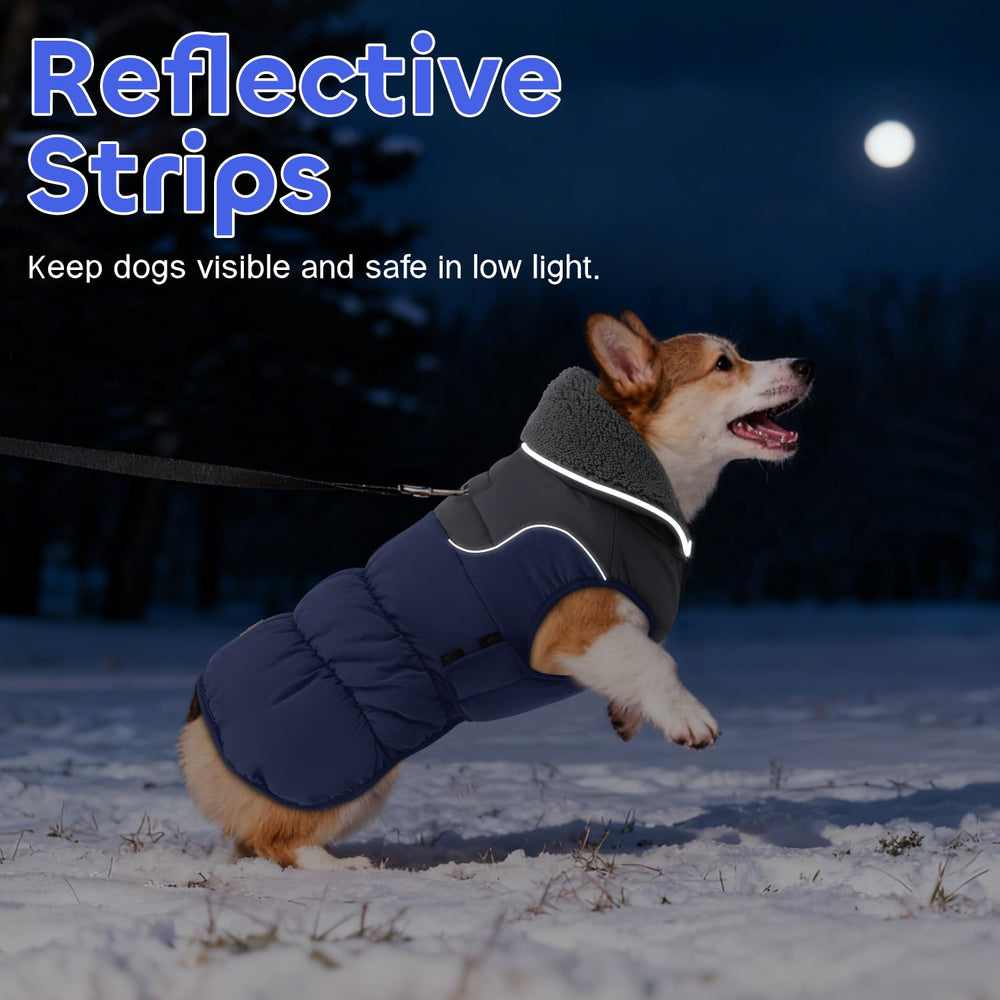 EMUST dog coat L furry collar detail adds warmth and style.