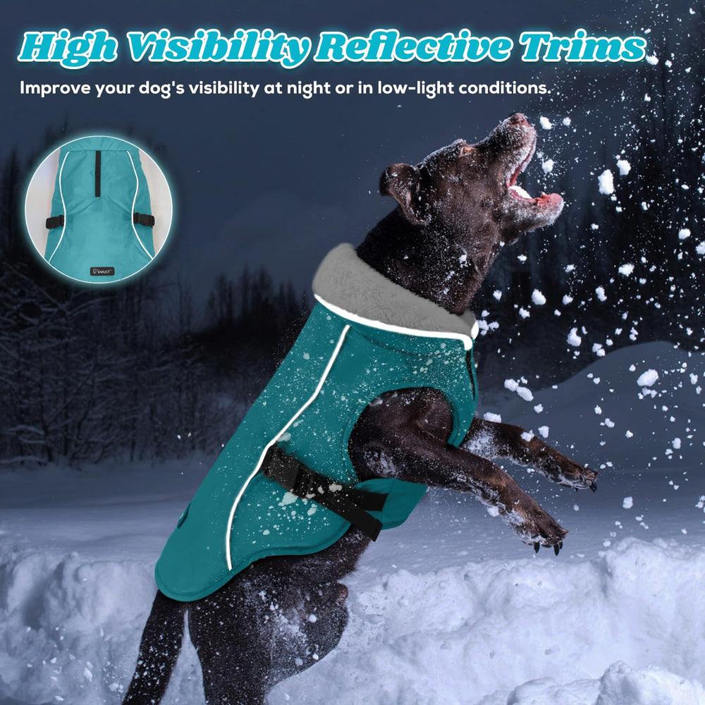 EMUST dog coat winter high fleece collar adds extra warmth.
