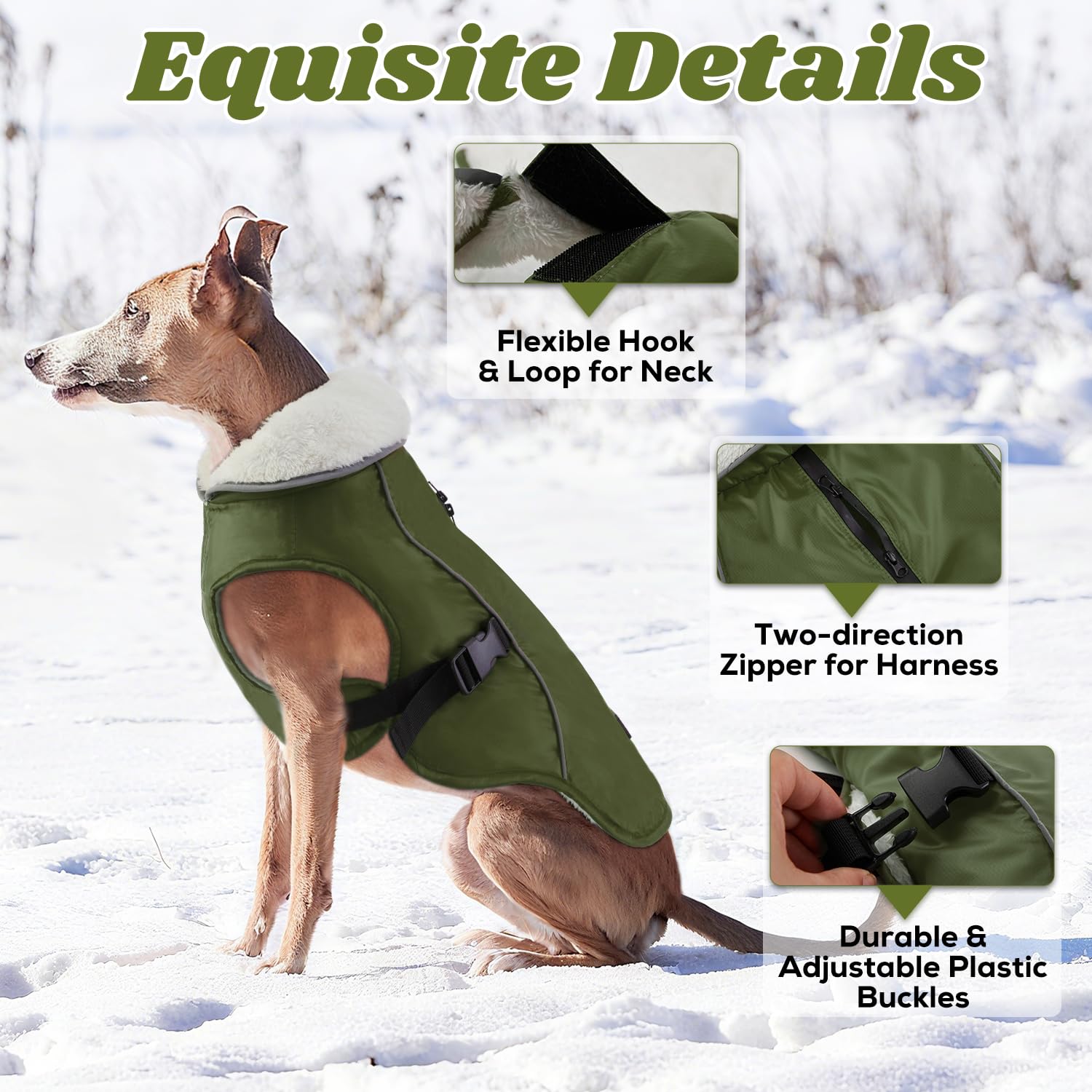 EMUST dog jacket winter demonstrates adjustable belly buckles for a tailored, comfortable fit.