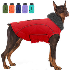 EMUST dog winter jacket front view shows warm, snug fit for daily walks