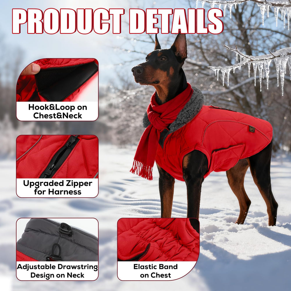EMUST dog winter jacket side-fit demonstrates comfortable mobility and secure fit