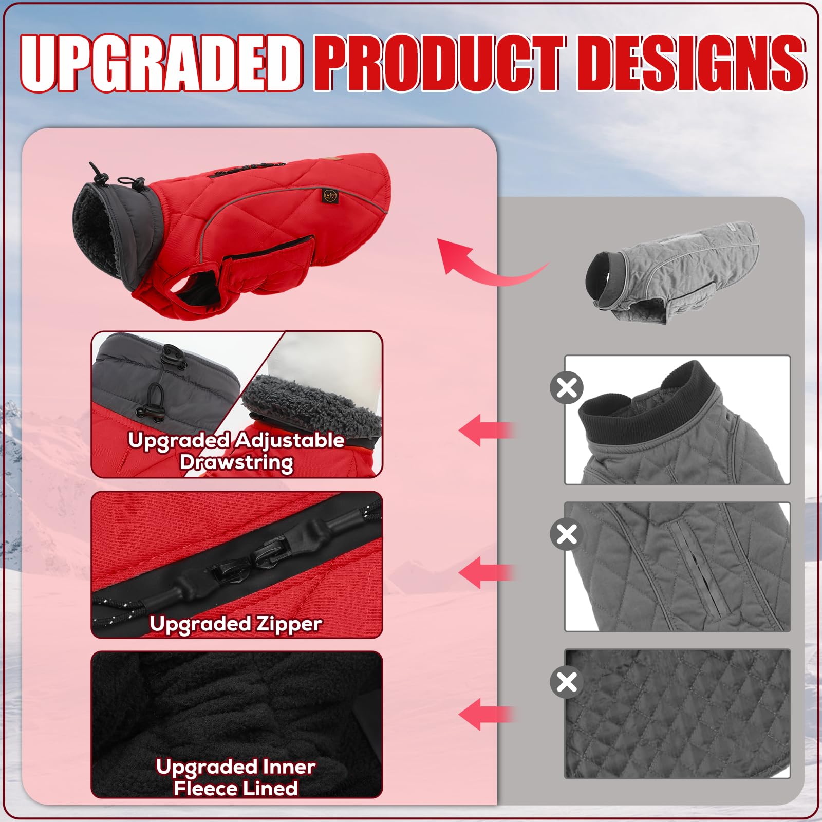 EMUST dog winter jacket size chart helps find the right fit
