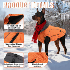 EMUST winter coat dog vest back orange—high visibility for safety during strolls