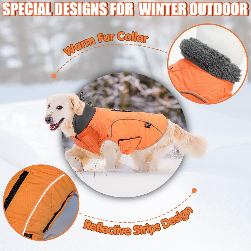 EMUST winter coat neck-rib detail—flexible comfort for a snug fit