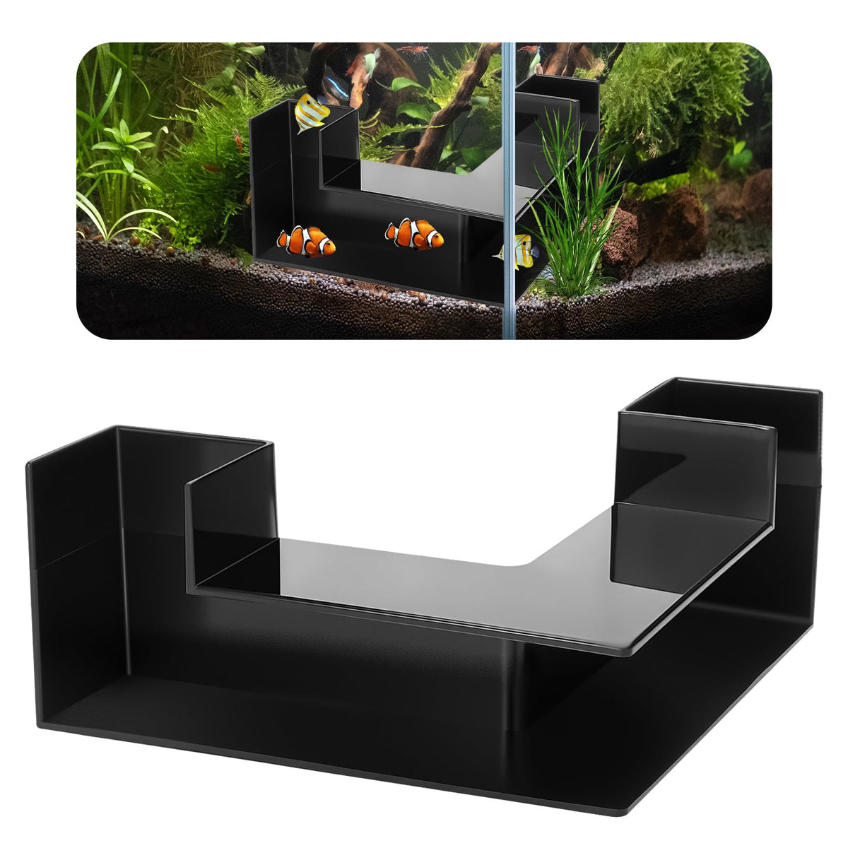 EMUTOL dual-entrance aquarium tunnel front view shows two entryways for exploration.