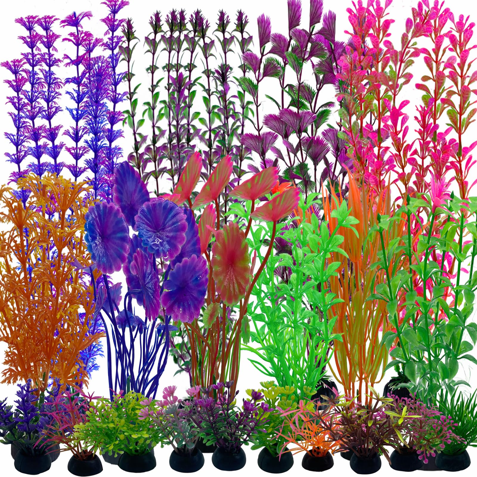 EMYSSA 20-pack aquarium plants collection adds colorful, lifelike decor to your tank