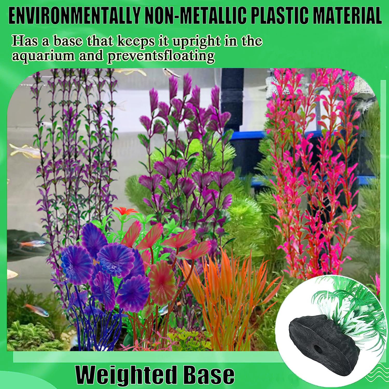 EMYSSA pedestal-fixed aquarium plants base keeps decor from floating