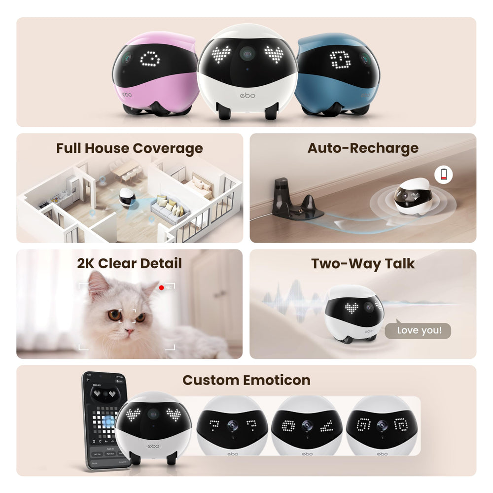 Enabot EBO Air 2 roaming in living room for continuous pet monitoring.