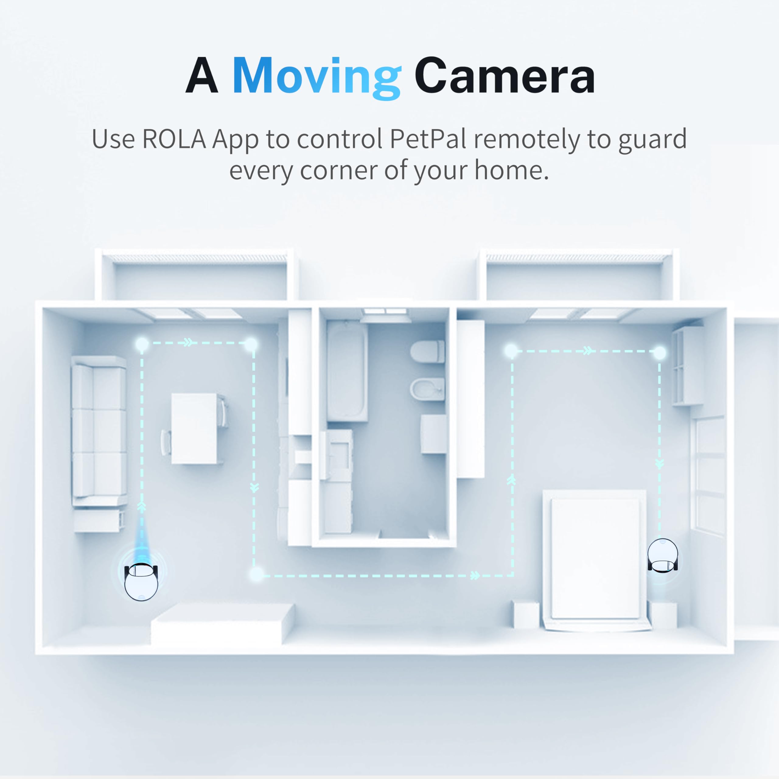 Enabot EBO ROLA PetPal cloud storage view illustrates encrypted cloud access for remote viewing.