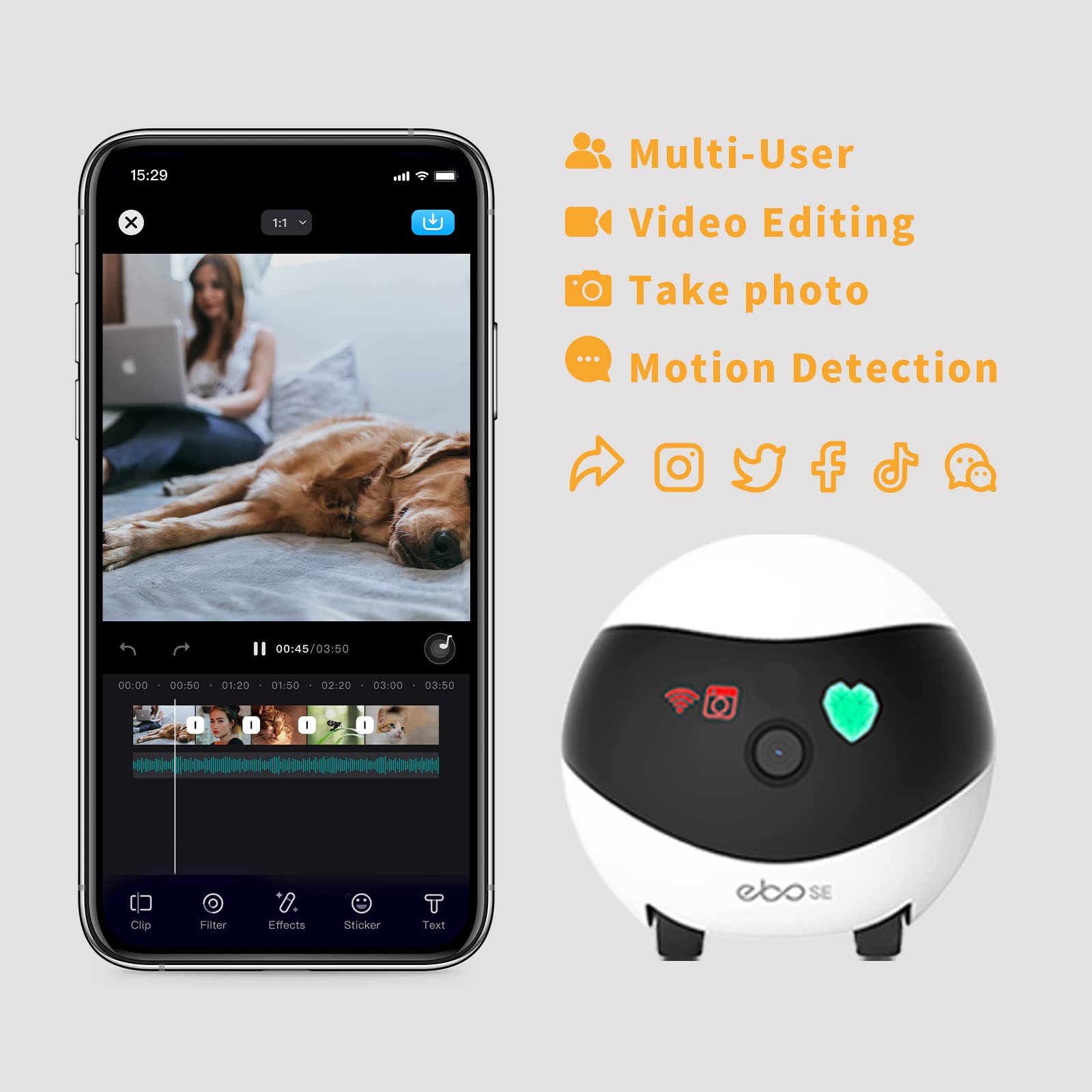 Enabot EBO SE ROLA app control enables remote live viewing from anywhere
