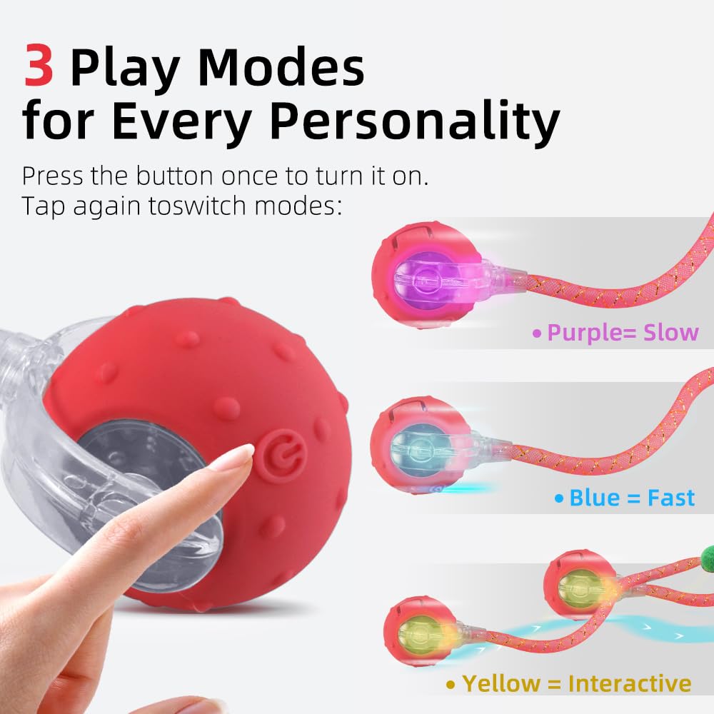 EnchantGlee interactive cat toy ball mesh-tail close-up entices pouncing with realistic visual prey