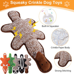 Eneston squeaky dog toy raccoon for tug-of-war and fetch, durable design.