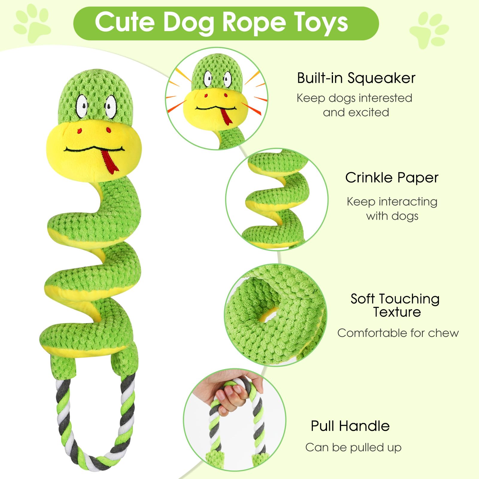 Eneston dog toy crinkle paper squeaker to capture attention during games and bonding