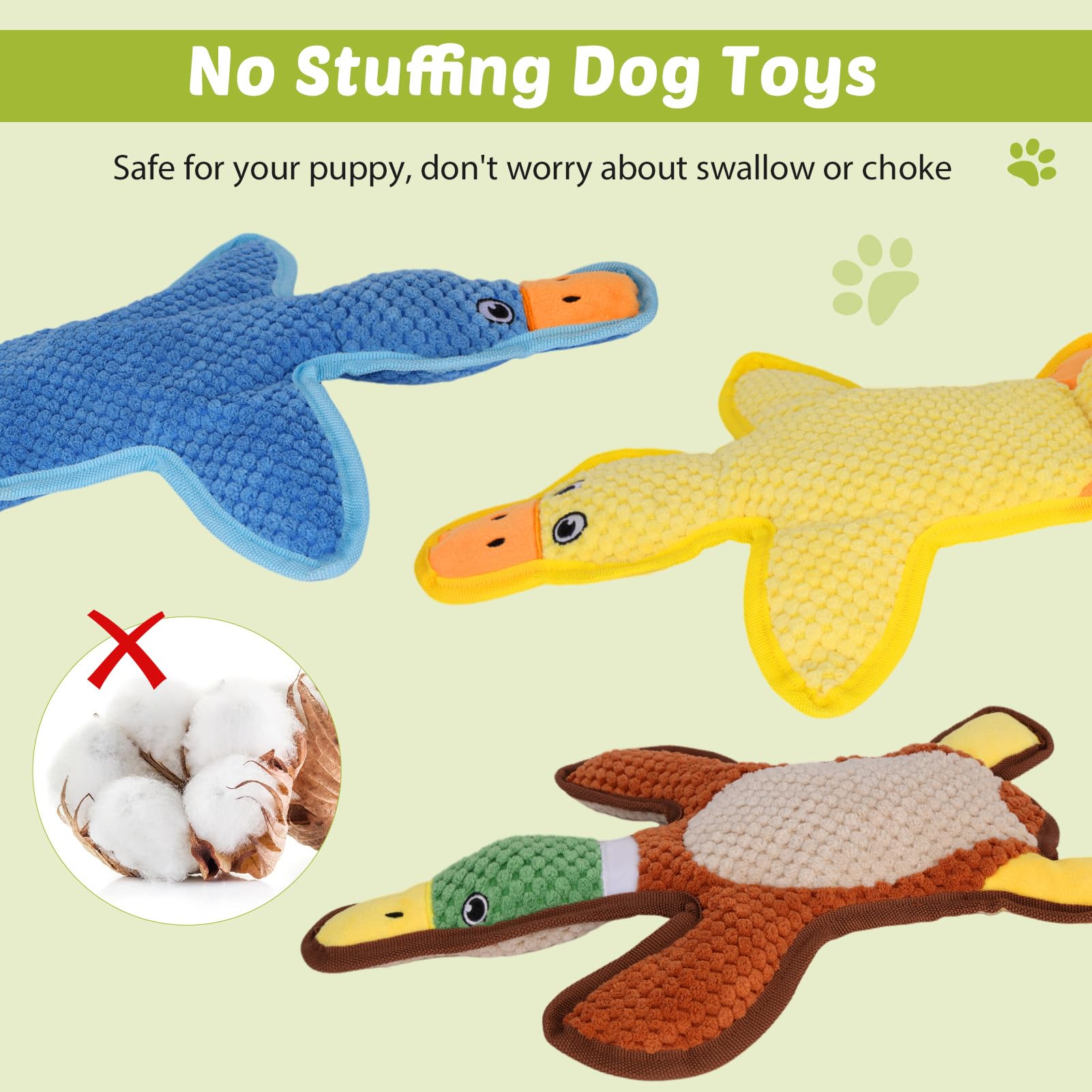 Eneston duck toy crinkle detail engages pets with sensory stimulation