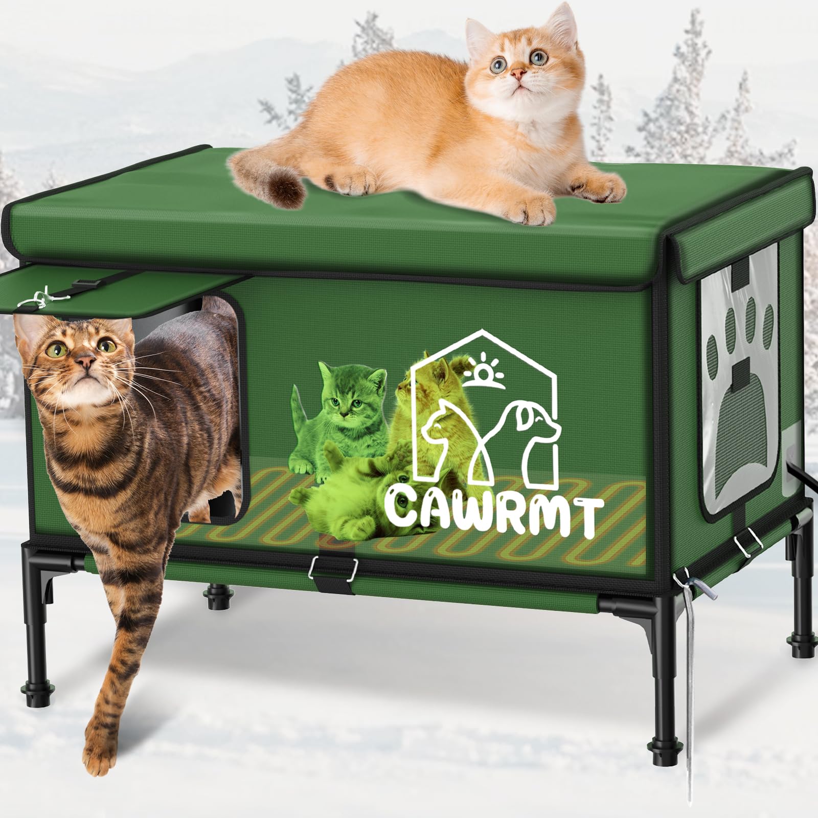 Engtesy outdoor cat house with waterproof insulation shows weather-ready protection and warm interior.