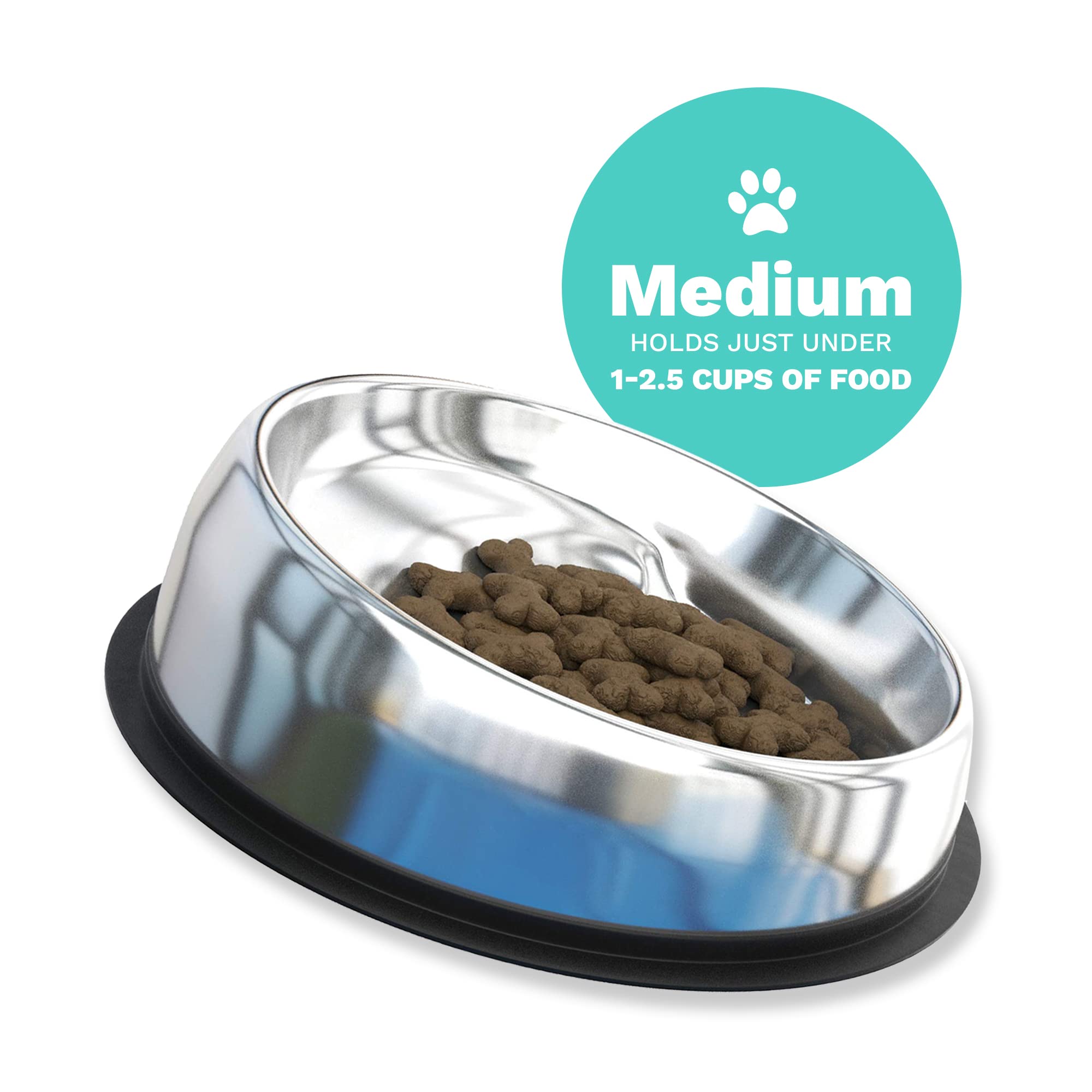 Enhanced Pet Bowl with ridge design helps guide bites and reduce mess during meals
