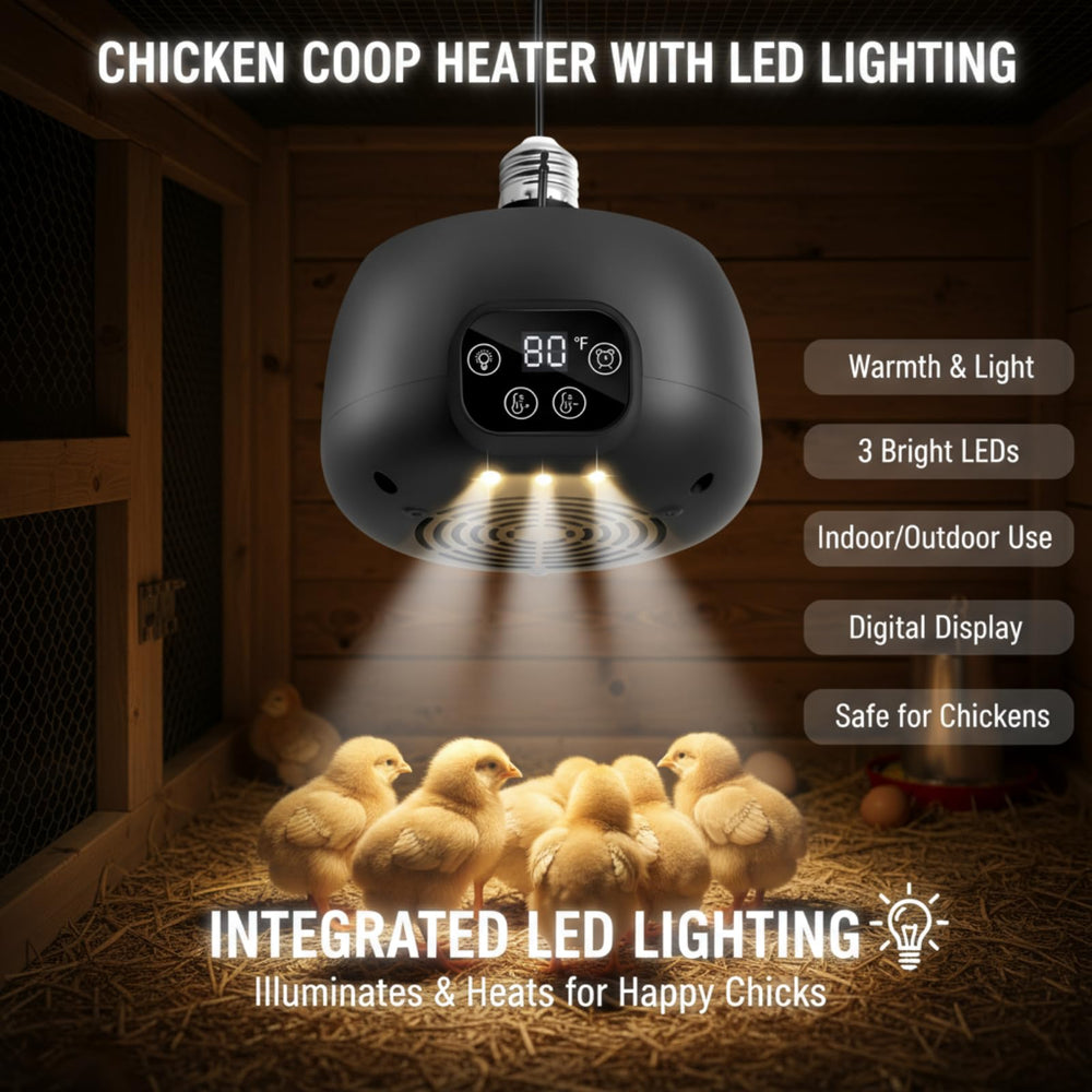 Enhon chicken coop heater wired with a 5-foot cord enables flexible placement.